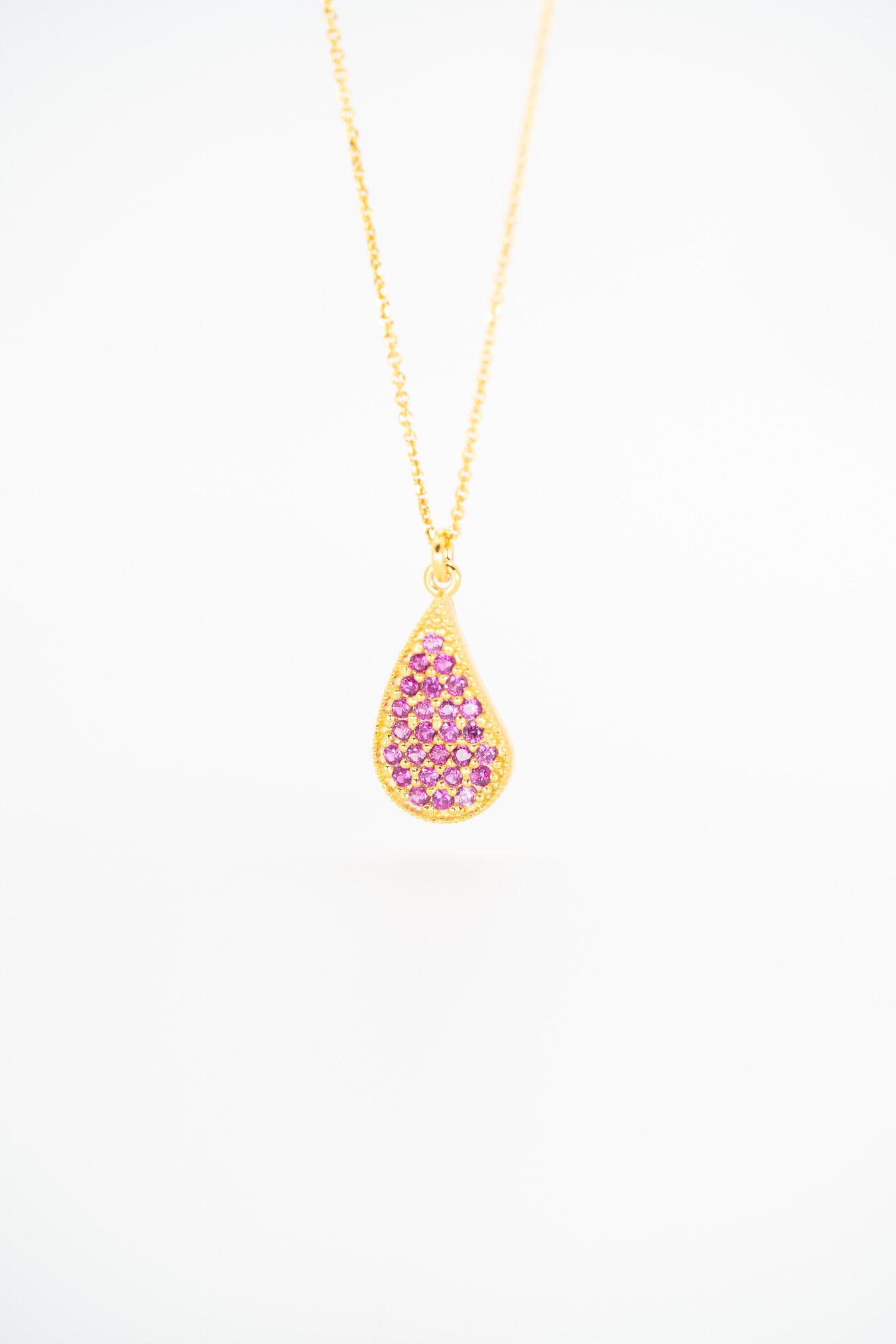 Radiant Pink Zirconia Teardrop Pendant