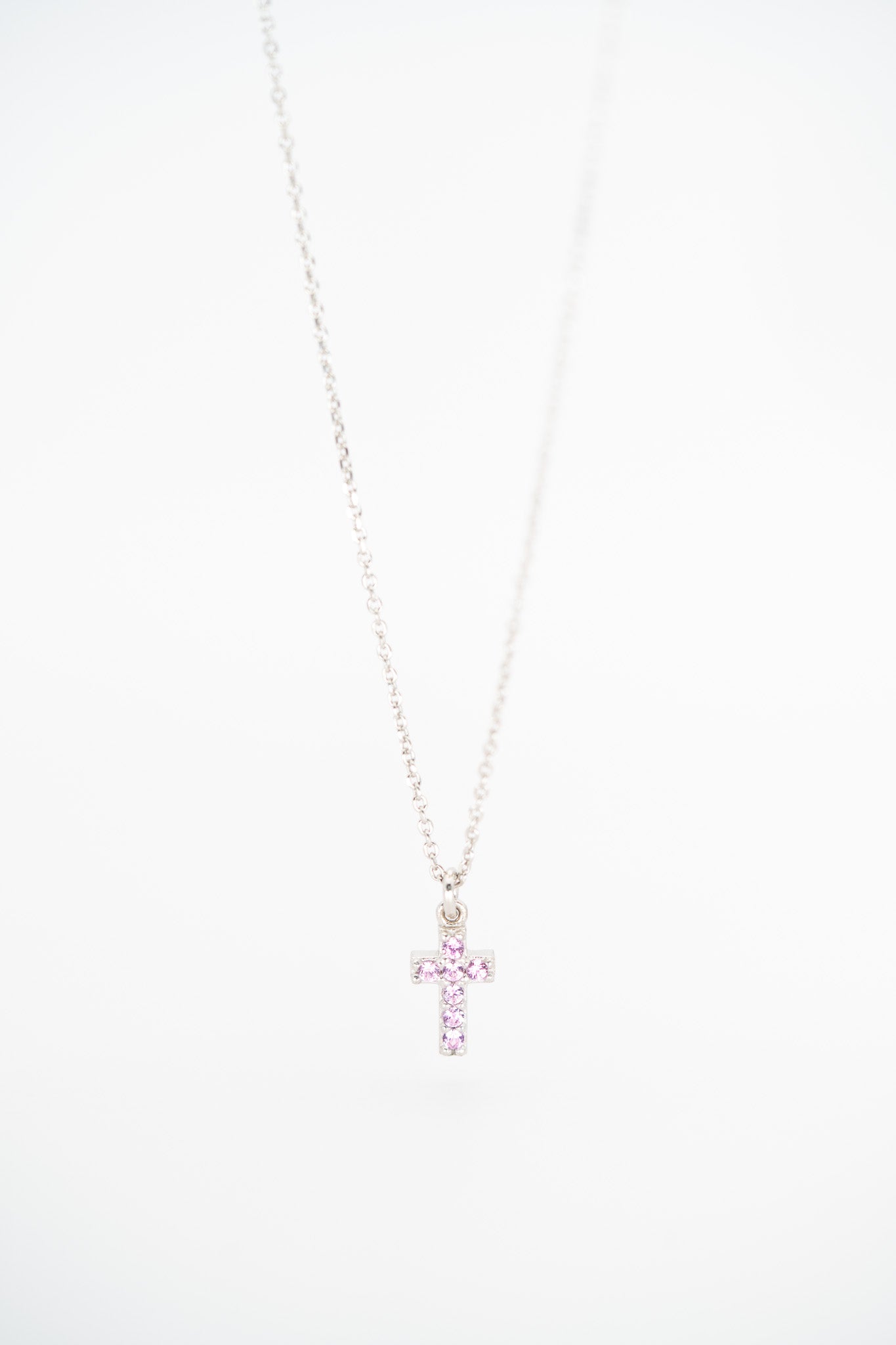 Elegant Pink Zirconia Cross Necklace