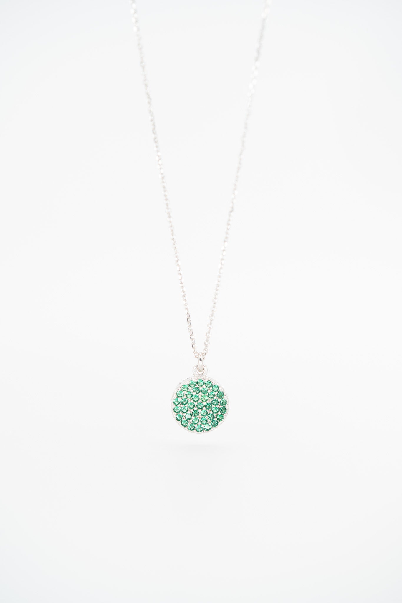 Elegant Silver & Green Zirconia Pave Necklace