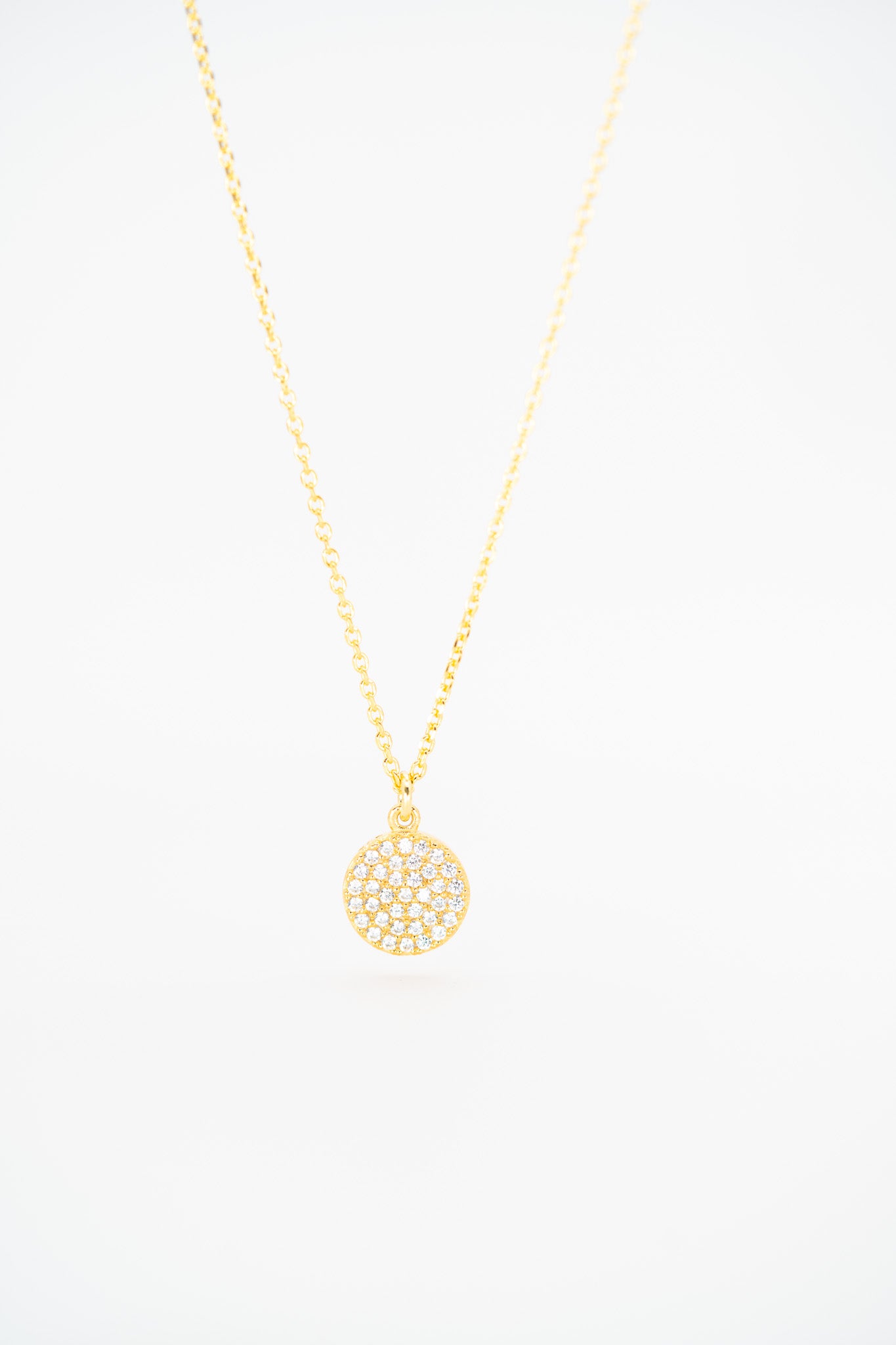 Luxe Pave Zirconia Disc Pendant Necklace