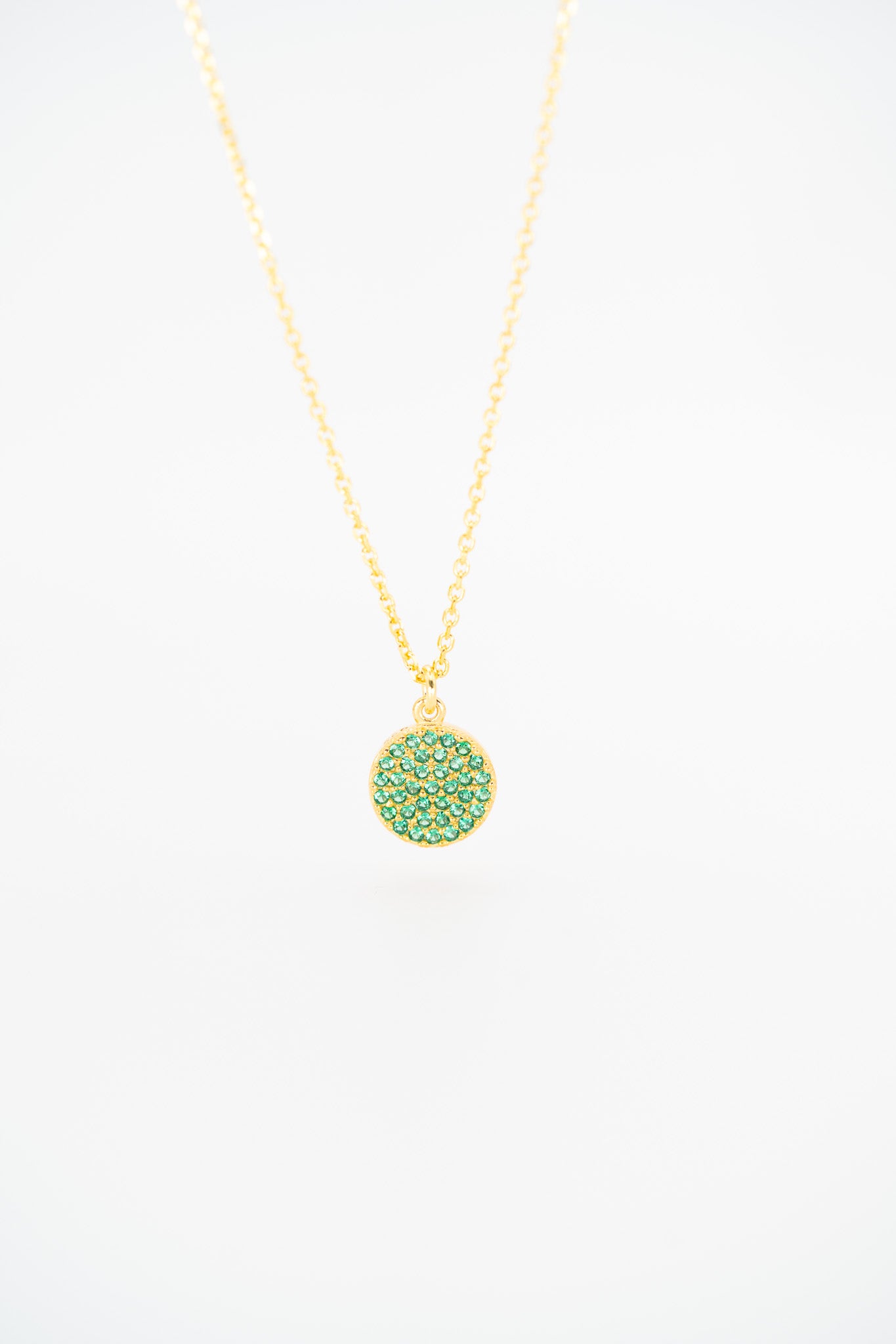 Emerald Glow Pave Pendant Necklace
