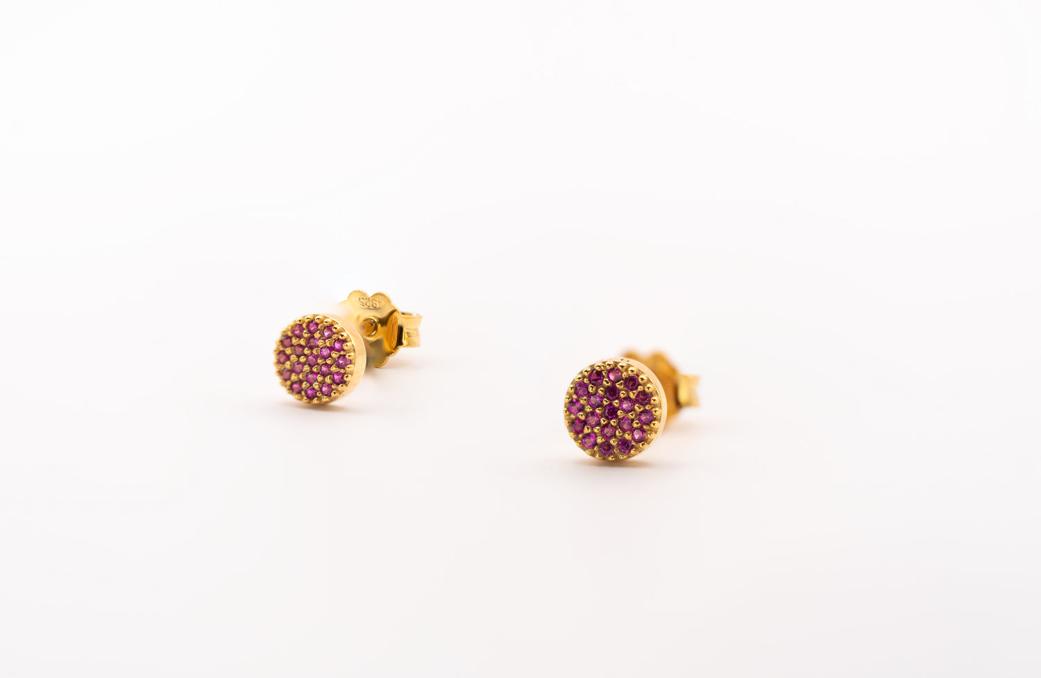 Gold-Plated Pink Zirconia Pave Stud Earrings