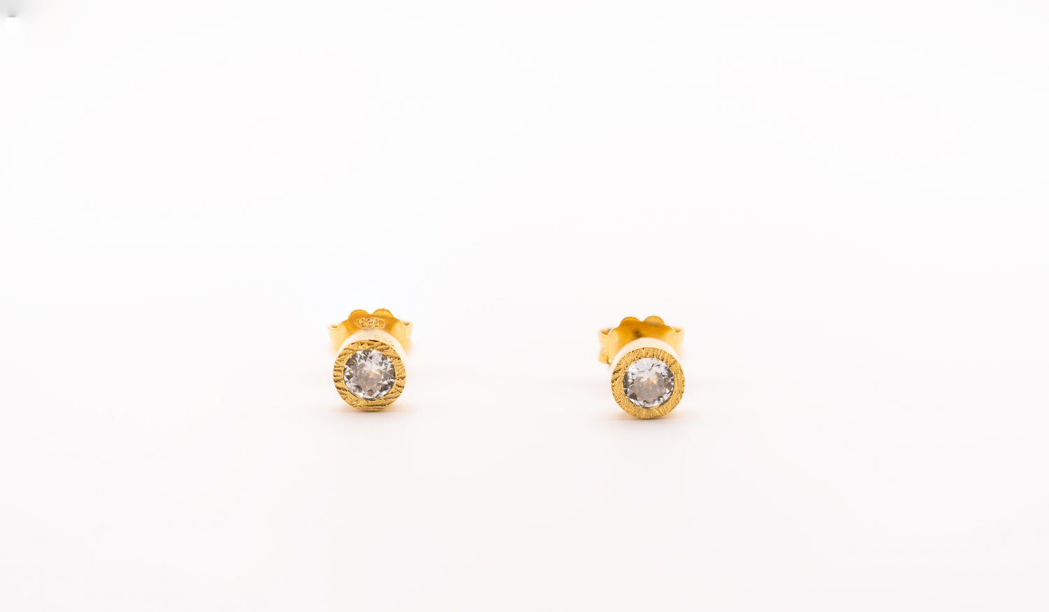 Gold-Plated White Zirconia Stud Earrings