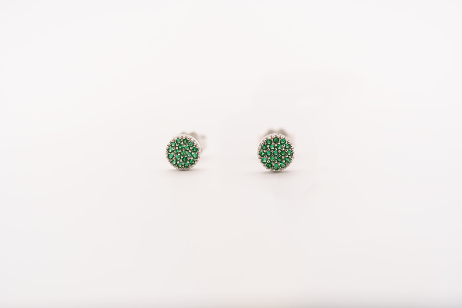 Emerald Zirconia Pave Stud Earrings